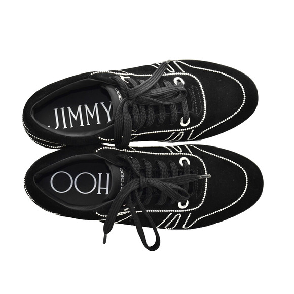H0 NIB JIMMY CHOO Black Suede W/Pearl Outline Hawaii Sneaker Shoes Size 39 $650 - Picture 3 of 9